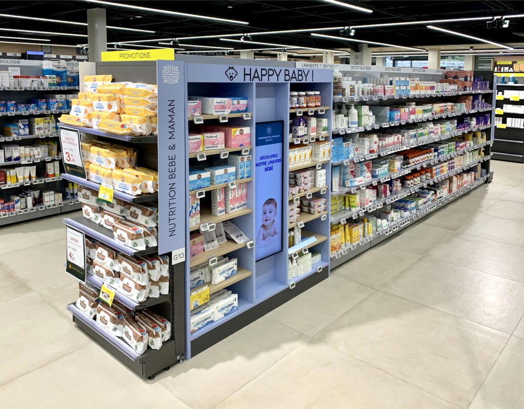 Mobilier metal, gondole pharmacie proexpace